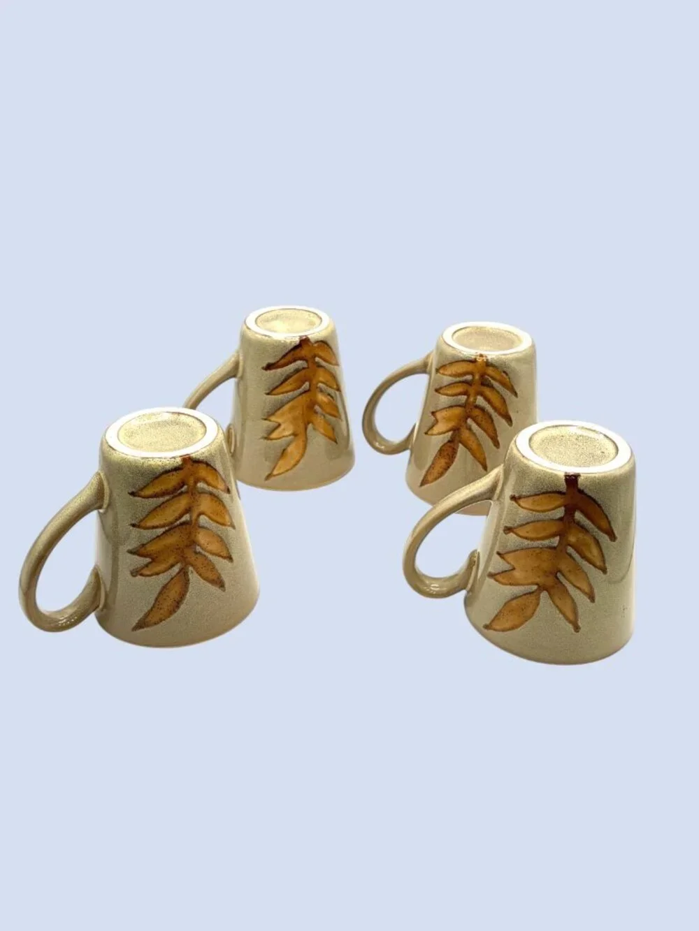 Set of 4 Home Trends Island Leaf Ceramic Coffee Mug 12oz Black Interior Tropical